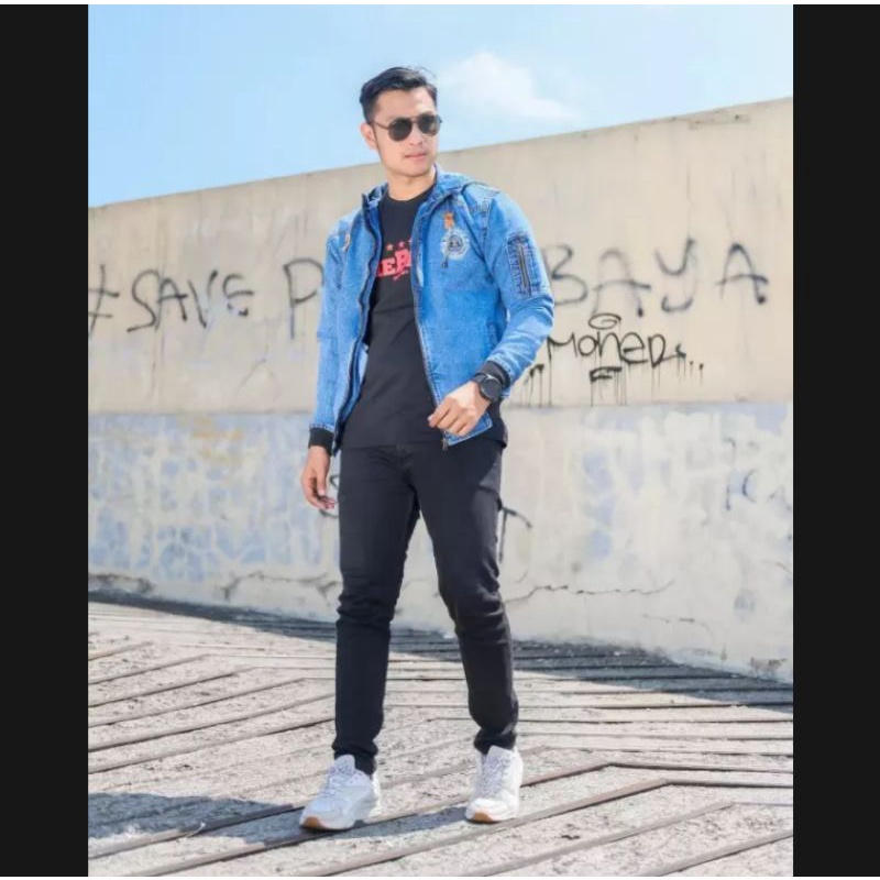 LEVIS Áo khoác Jeans có nón thời trang cho nam