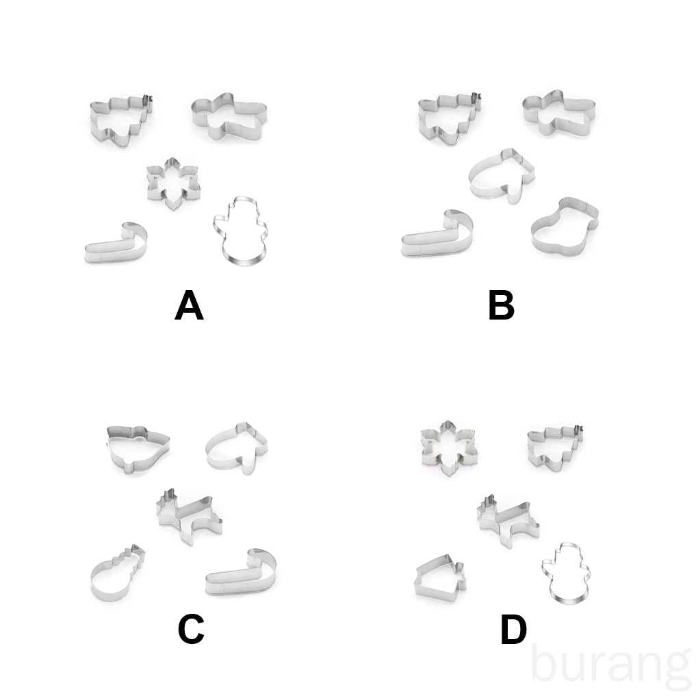 Set 5 khuôn làm bánh quy bằng thép không gỉ phong cách giáng sinh