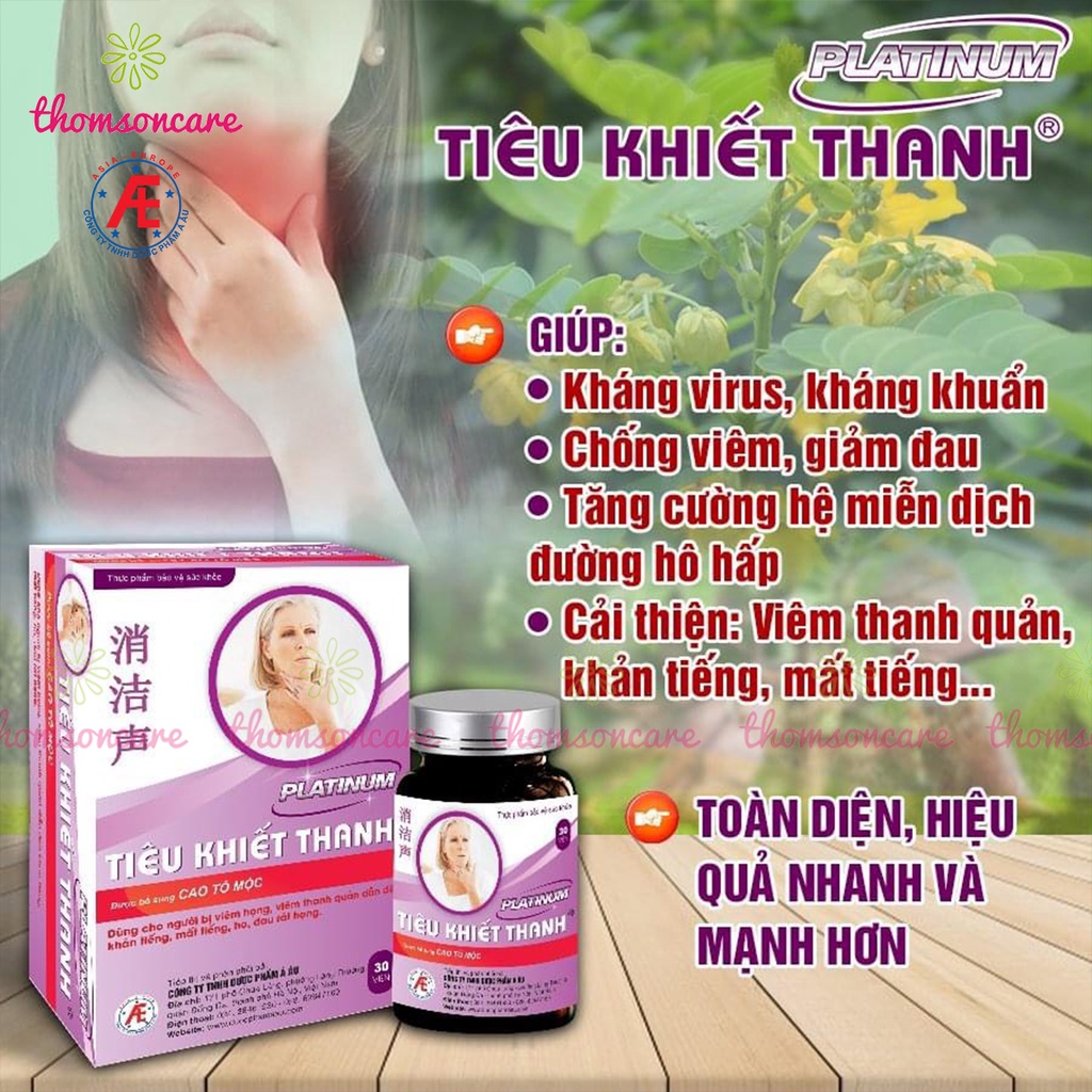 Tiêu khiết thanh Platinum Hàm lượng cao  hơn lọ 30 viên mẫu mới  giảm khản tiếng mất giọng