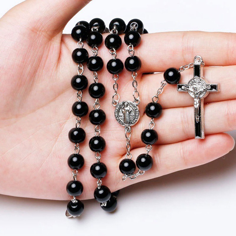 Dây chuyền thánh giá kết cườm tròn nhiều màu sắc thanh lịch