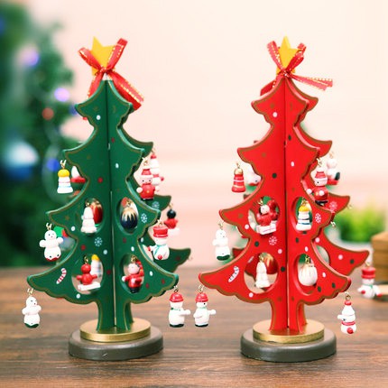 Mô hình cây thông noel hai lá bằng gỗ để bàn (3 size) Trang trí giáng sinh