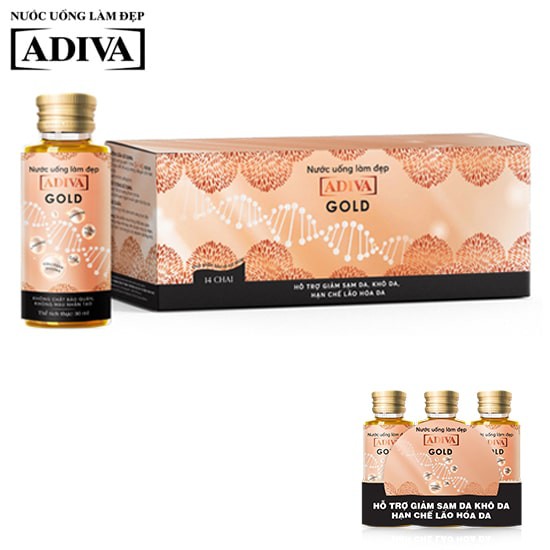 Nước uống làm đẹp Collagen Gold ADIVA (14 lọ x 30ml/Hộp) - Quà tặng 3 lọ Collagen Gold Adiva