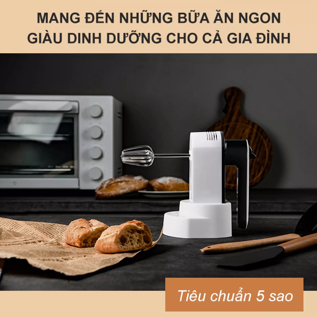 Máy Đánh Trứng Cầm Tay Mini Ostini, Máy Đánh Kem, Nhào Bột, Tạo Bọt 5 Cấp Độ - TẶNG KÈM ĐẾ ĐỂ BÀN VÀ MUỖNG TÁCH TRỨNG