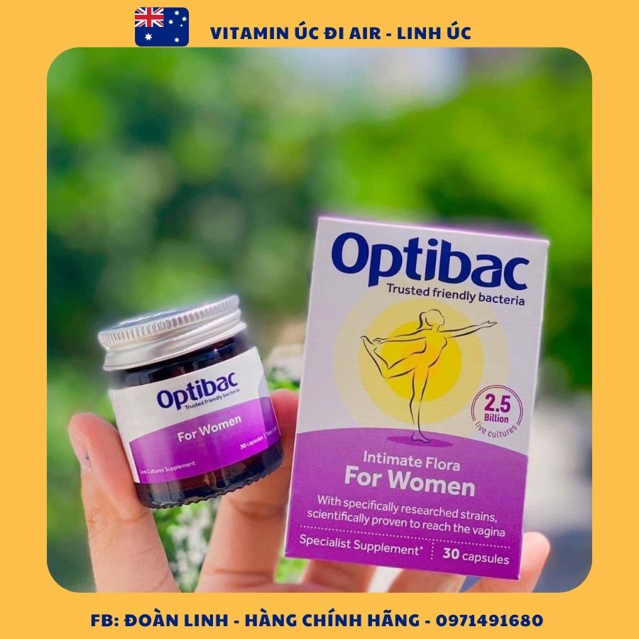 Men vi sinh Optibac tím Optibac Probiotics For Women, Hàng chuẩn UK Anh Quốc (30v/90 viên)