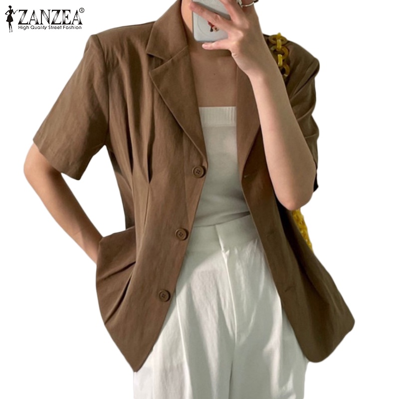 Áo khoác blazer Zanzea tay ngắn thời trang Hàn Quốc tùy chọn màu sắc