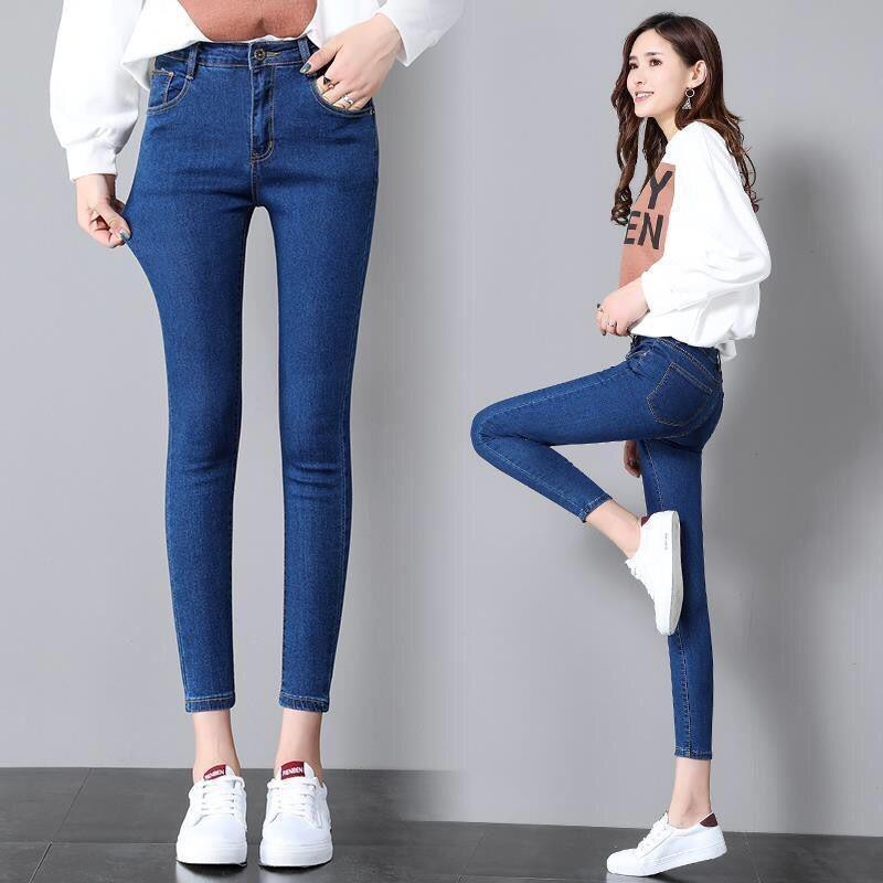 Quần Jeans Đen Lưng Cao Dáng Ngắn 150cm 8 Tấc Thời Trang Mùa Hè Cho Nữ
