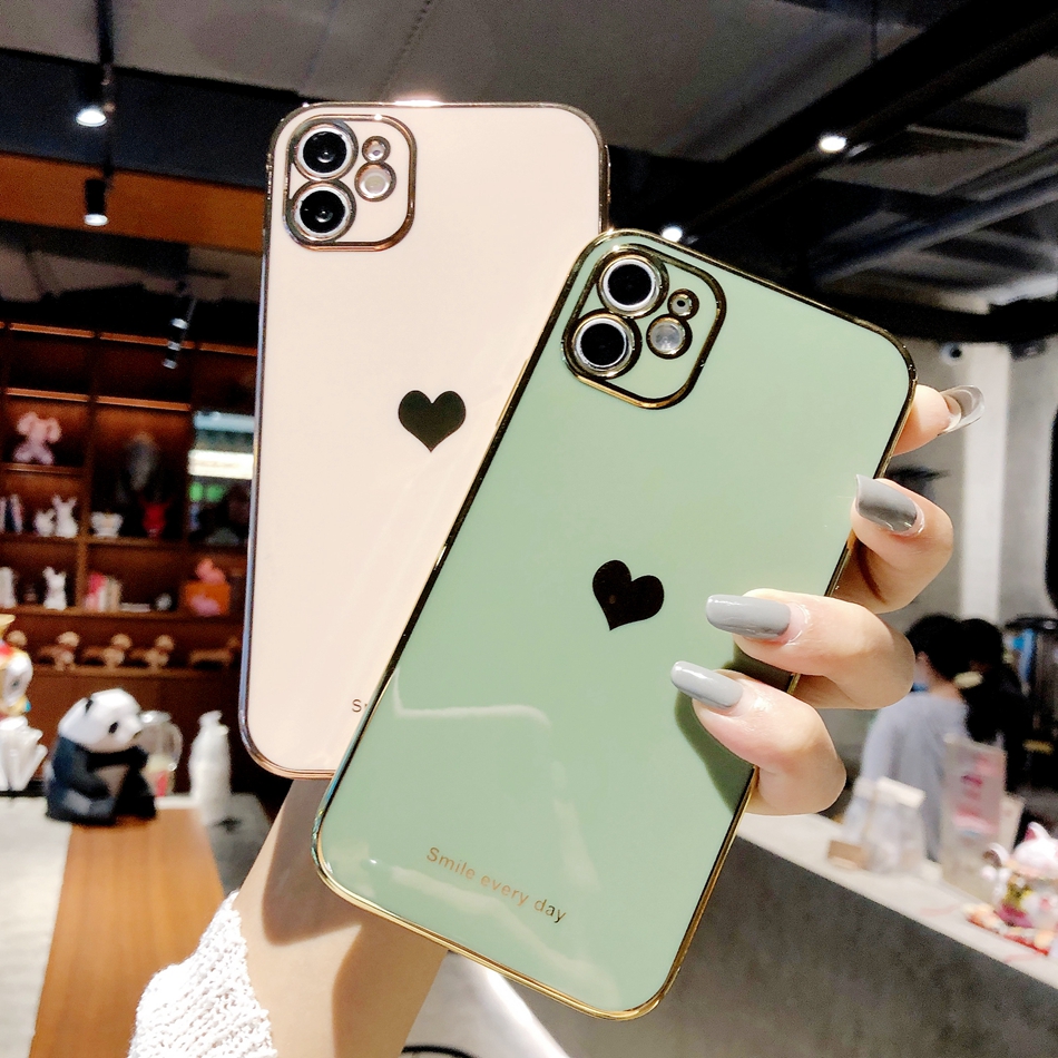 Ốp điện thoại mềm in hình trái tim bảo vệ camera cho IPhone 12 Mini 11 Pro X XS Max 7 8 Plus XR 7Plus 8Plus | BigBuy360 - bigbuy360.vn