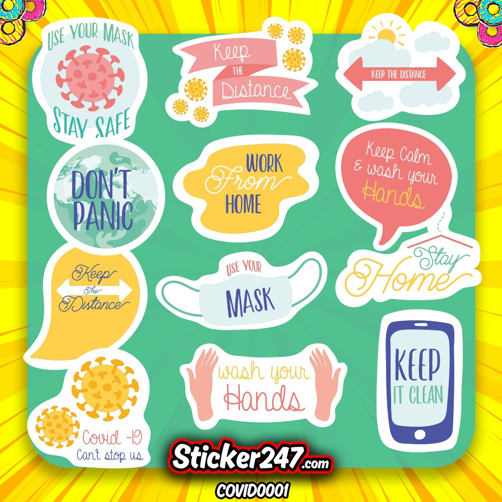 [Set 12 hình] Sticker hình dán chủ đề Covid-19 - COVID0001 - Sticker 247