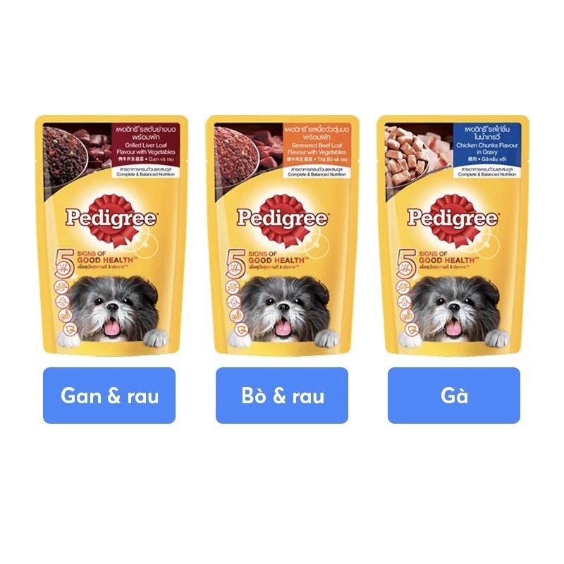 [TIẾT KIỆM] COMBO 12 Gói Pate cho Cún Cưng PEDIGREE Mix Đủ Vị Gói 130Gr | Vie PETSHOP