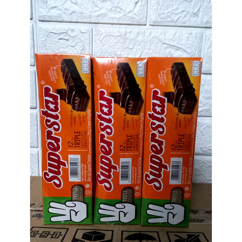Bánh xốp superstar chocolate 3 hộp x 192g