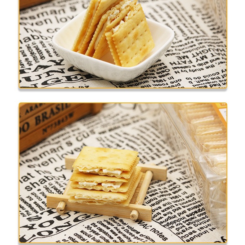 Bánh quy giòn rụm kẹp phô mai sữa Đài Loan 600g vị lạt phù hợp người ăn kiêng, tiểu đường