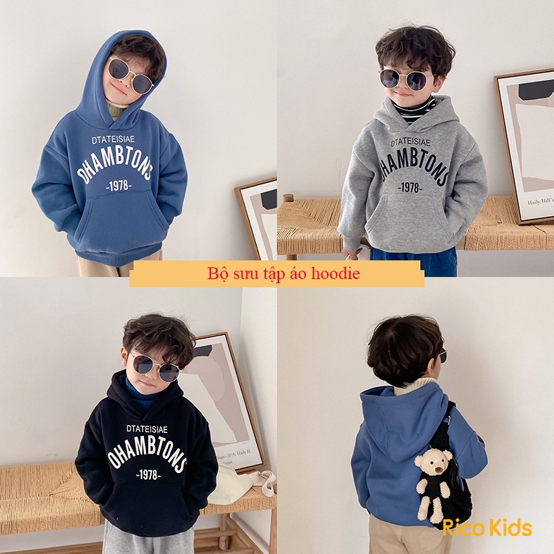 Áo nỉ Hoodie trần bông bé trai 8-30kg có mũ dày dặn ấm áp mẫu HOT xuất Hàn mã F090