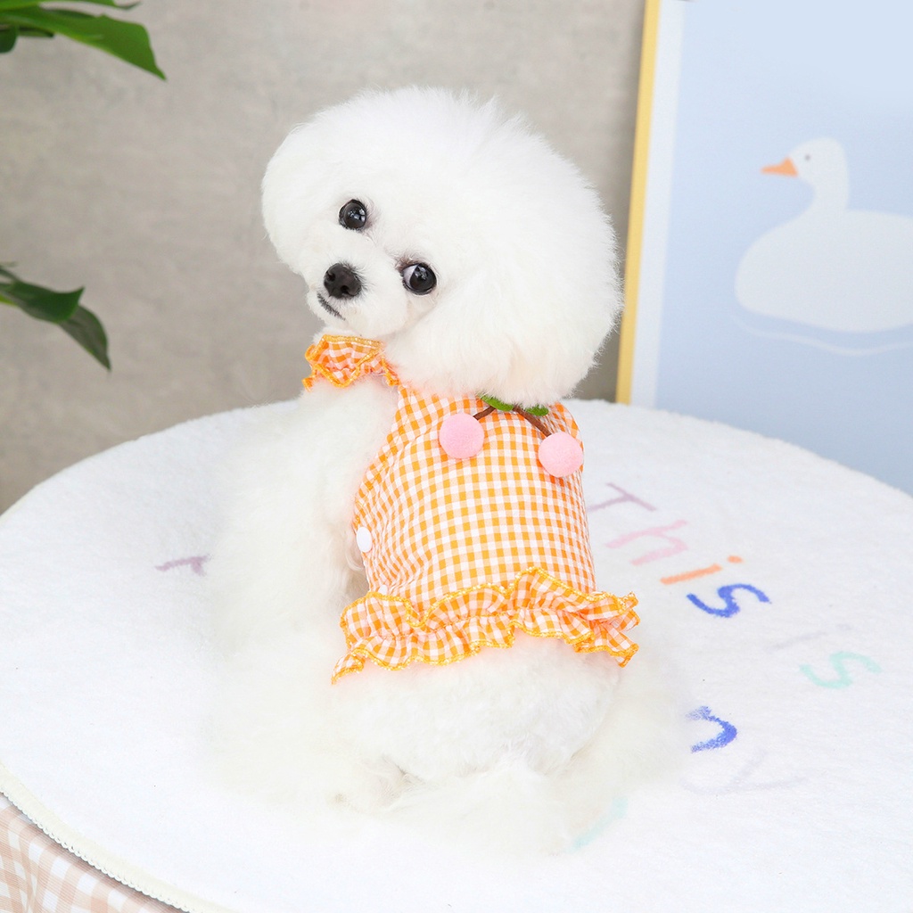 Hipidog Đầm tay phồng thời trang mùa hè cho cún cưng size S-XL
