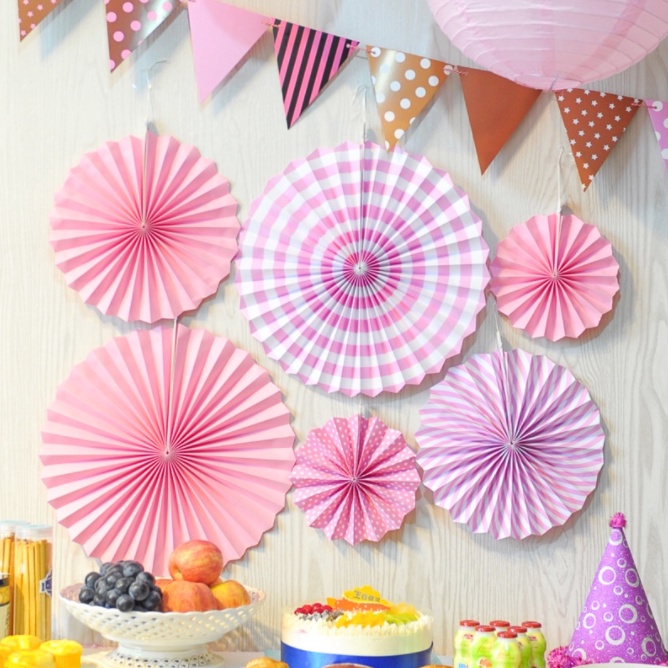 [Mã LIFEXANH03 giảm 10% đơn 500K] Set quạt giấy ép kim phụ kiện trang trí sinh nhật đẹp happy birthday decor