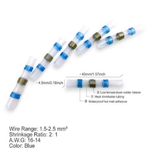Combo 30  cút nối dây điện tự hàn co nhiệt cho dây điện từ phi 1.5 tới 6mm2 cao cấp