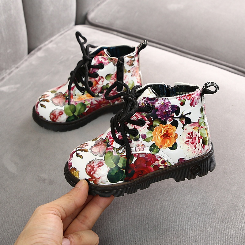 Girl Shoes Fashion Floral Martin Boots New Design 1-6Yrs Kids Toddler Cute Princess Leather Boots