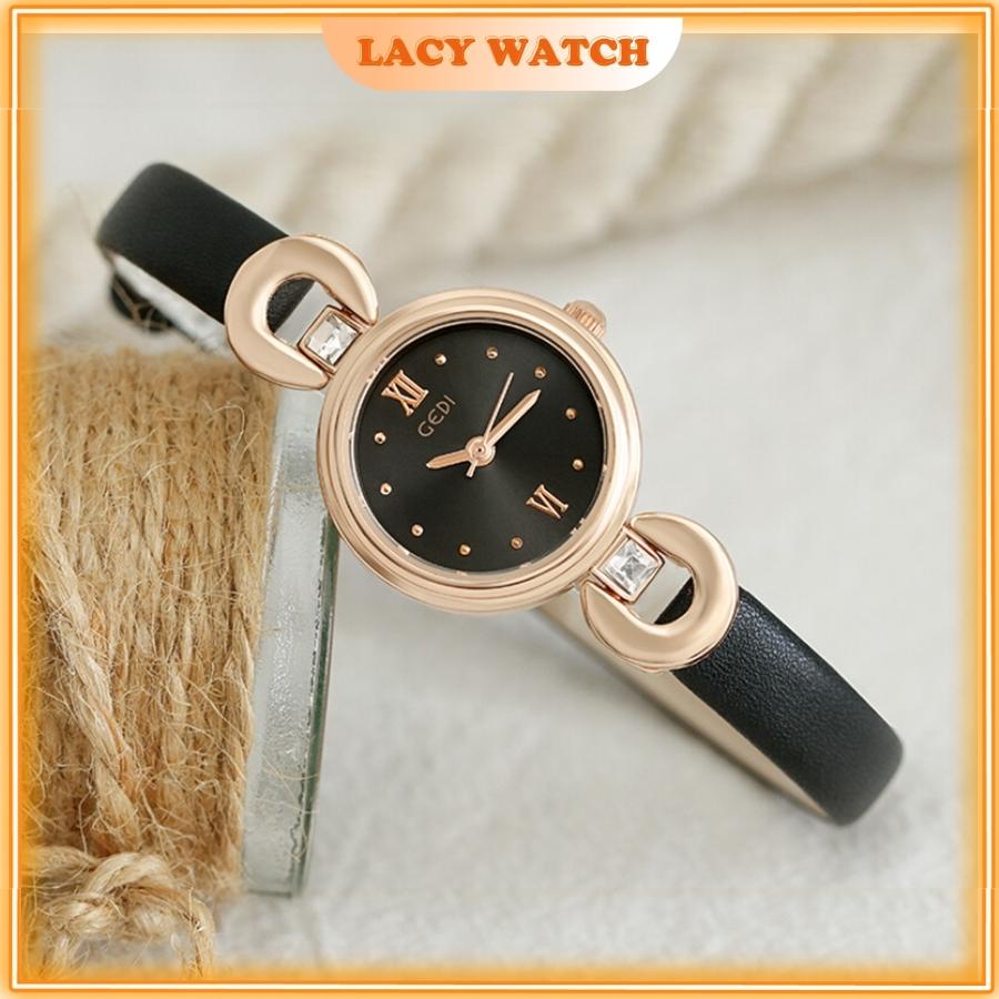 Đồng hồ nữ đeo tay chính hãng dây da mặt nhỏ đẹp chống nước LaCy Watch DHVGE0002