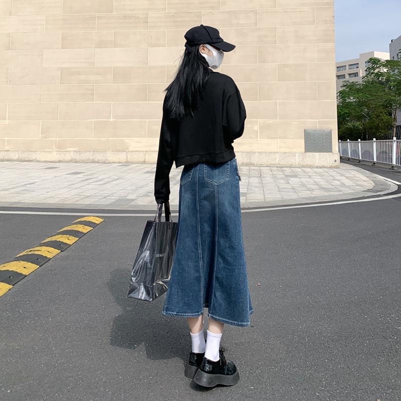 Chân Váy Dài Chữ A Cạp Cao, Chân Váy Bò Lưng Cao Hàng Quảng Châu Siêu Đẹp | BigBuy360 - bigbuy360.vn