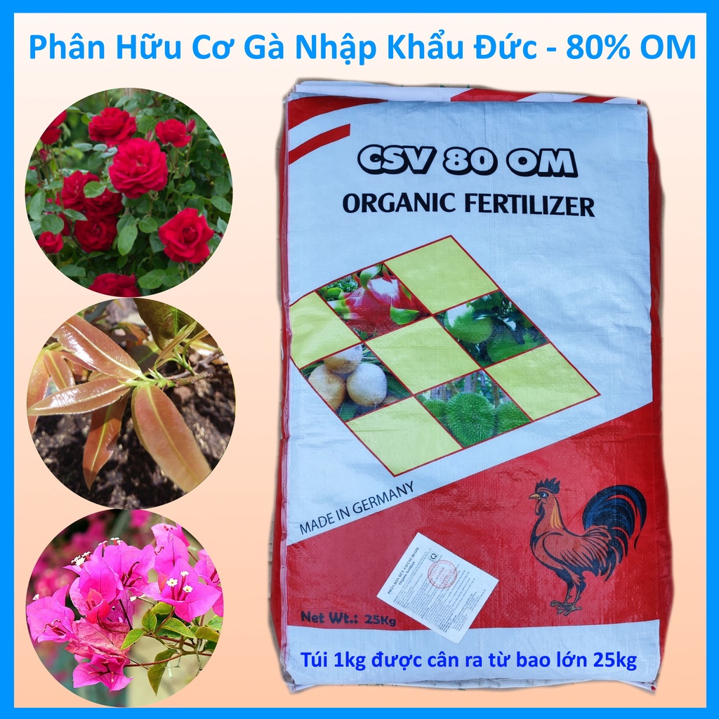 Phân Hữu Cơ Gà Nhập Khẩu Đức (1kg), chuyên dùng cho rau màu, hoa hồng, cây kiểng