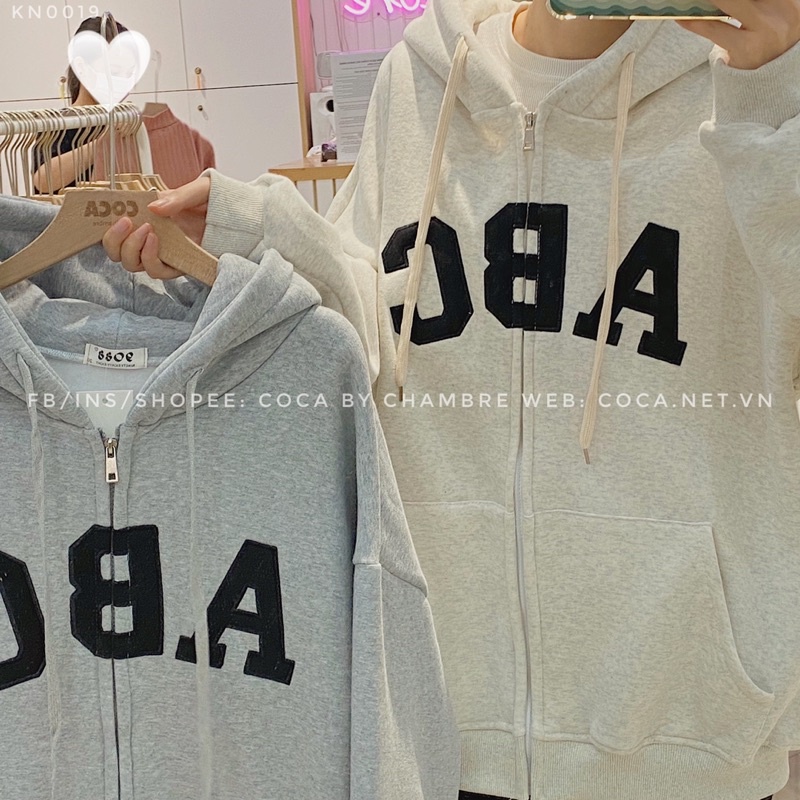 [KN0019]🎧 Áo khoác nỉ bông dày thêu A B C form rộng hot trend (Có sẵn/ảnh thật) | BigBuy360 - bigbuy360.vn