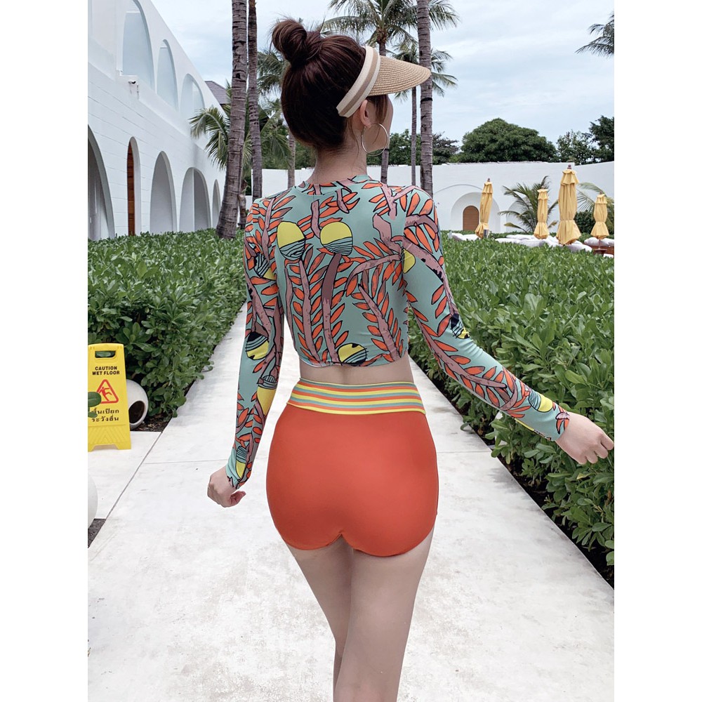 Bộ đồ bơi nữ CAO CẤP dài tay quần cạp cao che bụng siêu tôn dáng | BigBuy360 - bigbuy360.vn