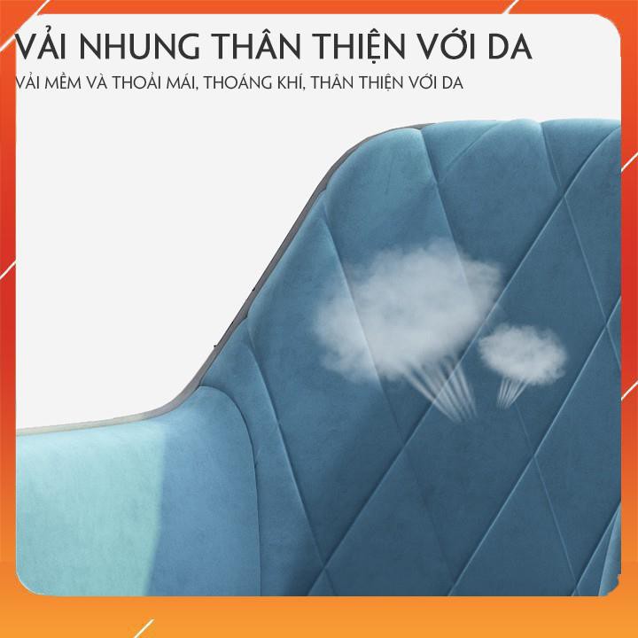 Ghế xoay 360 bắc âu , Ghế văn phòng chân thép vải nhung mềm mại