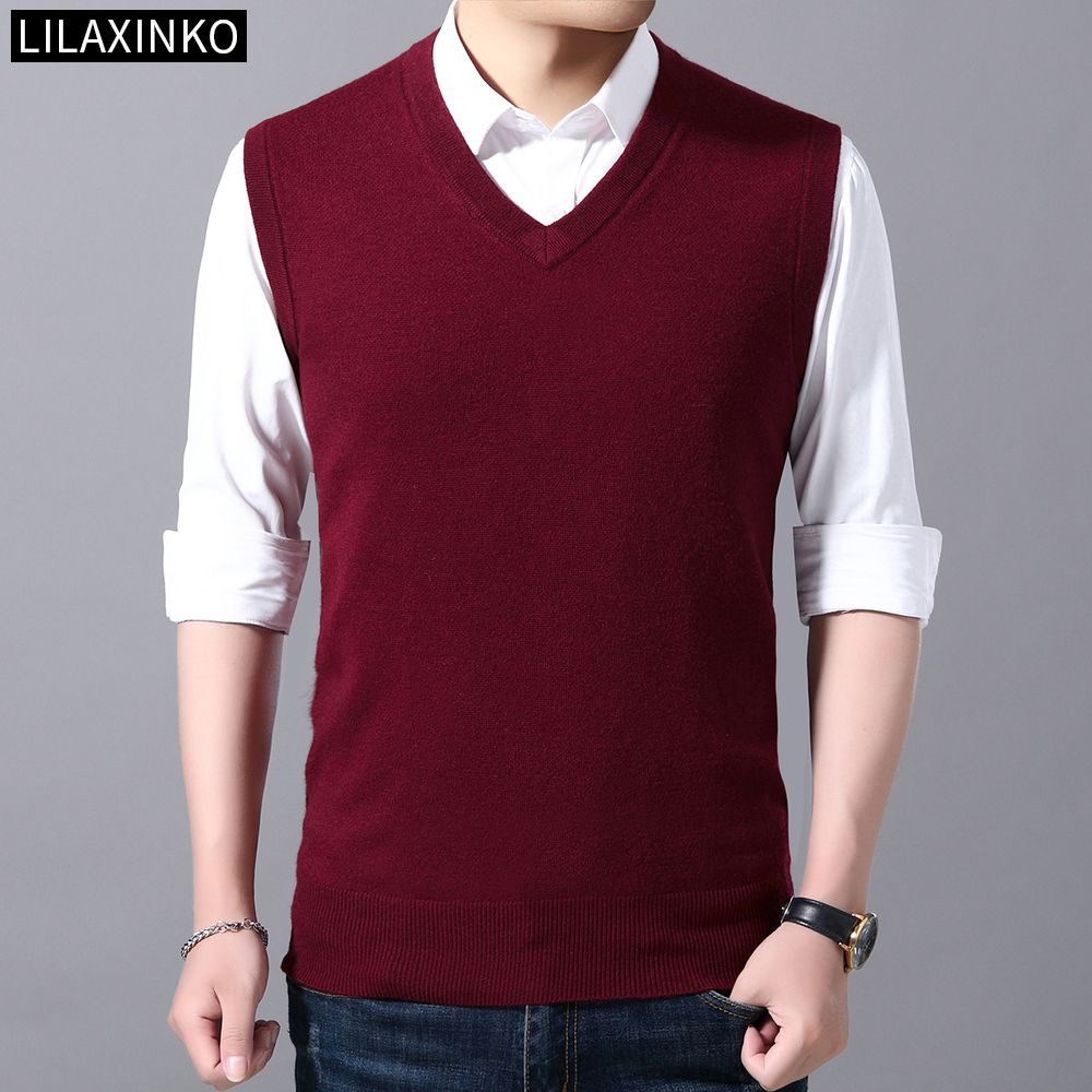 Áo Len Không Tay Cổ Chữ V Màu Trơn Thời Trang Thu Đông Cho Nam 8 Màu Lựa Chọn | BigBuy360 - bigbuy360.vn