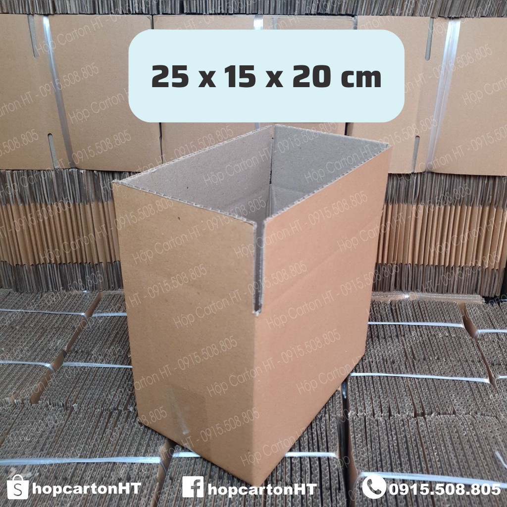 Combo 10 25x15x20 Hộp carton đóng hàng, thùng bìa giấy cod gói hàng tiện lợi