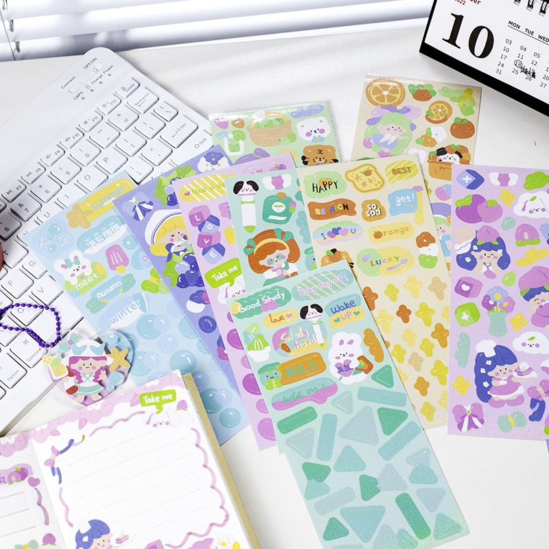 Bộ 12 Tấm Sticker Họa Tiết Hoạt Hình Lấp Lánh Để Trang Trí DIY