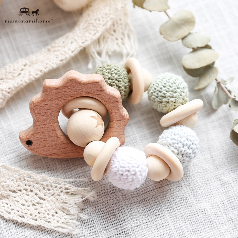MAMIMAMIHOME Baby Crochet Beech Bracelet Đồ chơi mọc răng miễn phí BPA 1 CÁI