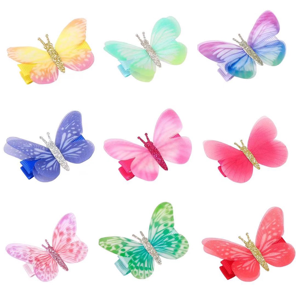 Kẹp tóc SOFFNY trang trí bươm bướm nhiều màu sắc tùy chọn phong cách Hàn Quốc xinh xắn dành cho bé gái