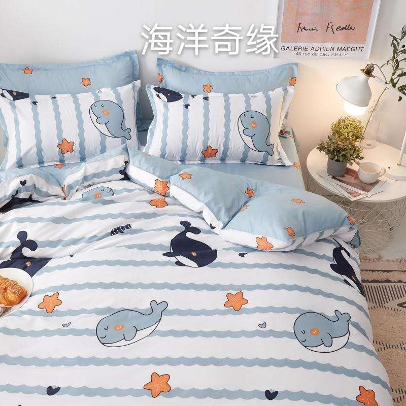 Bộ chăn ga gối cá voi baby Cotton Poly nhập khẩu