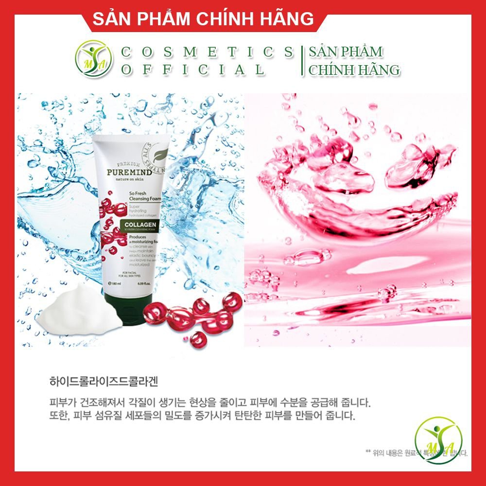 Sữa rửa mặt Collagen Hàn Quốc Chính Hãng Pure Mind Collagen So Fresh Cleansing Foam 180ml