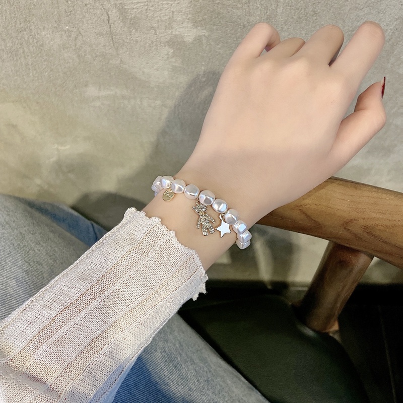 Vòng Tay Kim Loại Đính Hạt Ngọc Trai Phong Cách Cổ Điển Thời Trang