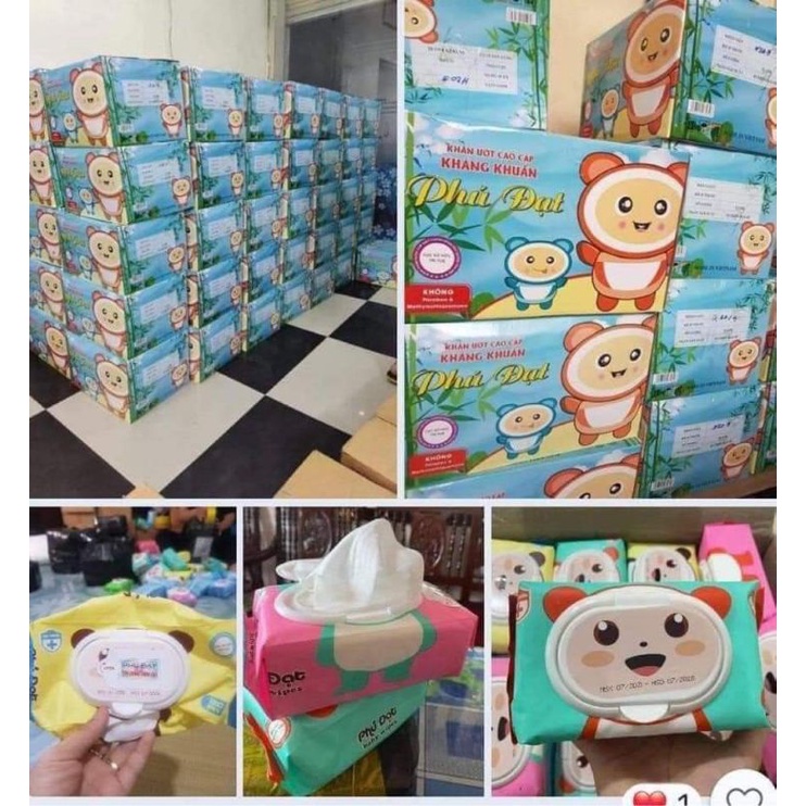 khăn giấy ướt phú đạt hình gấu 1 gói 120 tờ chính hãng không mùi ,tiện lợi cho trẻ sơ sinh