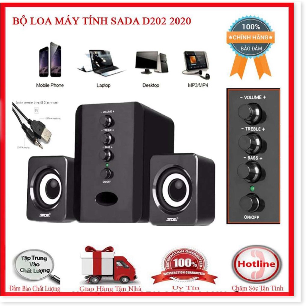 ⚡Loa Bãi Nhật, Bộ Loa Máy Tính Usb Sada D202 2020 giá Rẻ Âm Thanh Sống Động ⚡ Freeship ⚡ Bảo hành uy tín