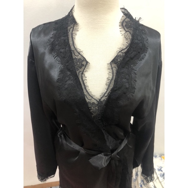 Áo tắm, áo bơi, áo ngủ, áo lụa satin f21 có đai buộc không cúc màu đen đỏ size S M L