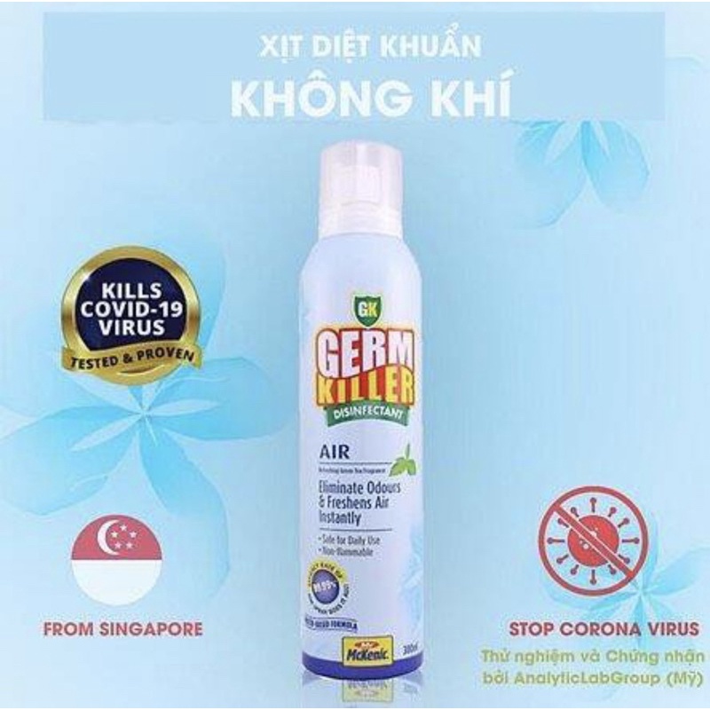 Bình xịt diệt khuẩn, làm sạch không khí Mr McKenic Germ Killer GK Air 300ml