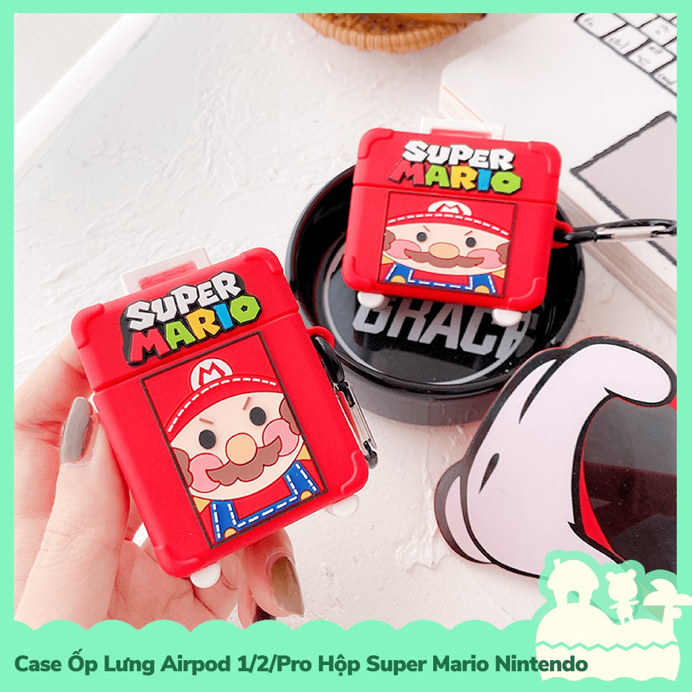 [Sẵn VN - NowShip] Case Ốp Lưng Airpod 1 / 2 / Pro Gel Silica Kiểu Dáng Hộp Nhân Vật Game Nintendo Super Mario