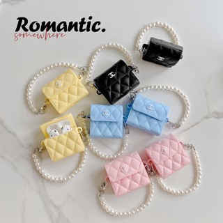 Vỏ Bảo Vệ Hộp Sạc Tai Nghe AirPods 1/2 3 pro Hình Túi Xách Đính Ngọc Trai Dễ Thương T