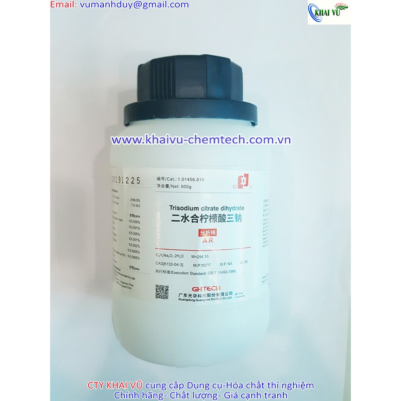 Hóa chất Natri xitrat C6H5Na3O7.2H2O  chai 500g thí nghiệm