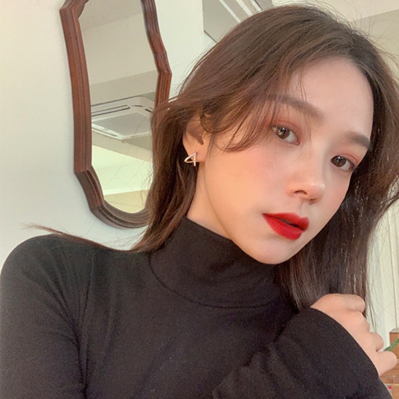 Khuyên Tai Đính Đá Zircon Hình Học Phong Cách Hàn Quốc Mới Dành Cho Bạn Nữ Dễ Phối Đồ