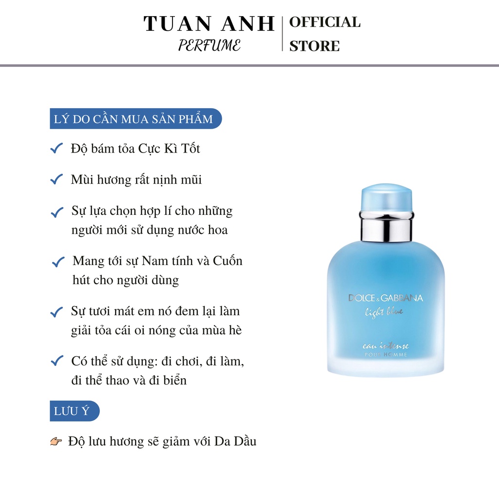 Nước hoa nam chính hãng thơm lâu DG Light Blue Intense cao cấp TUANANHPERFUME