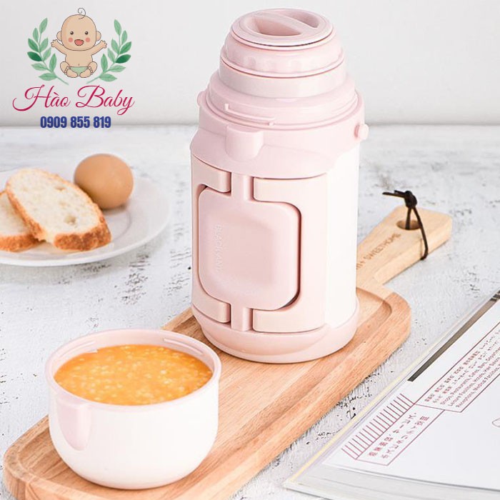 [Haobaby2018] Bình Ủ Cháo Giữ Nhiệt Cao Cấp Doux Có Quai Xách Rút Gọn 1000ml, Tiện Dụng Cho Bé Ăn Dặm