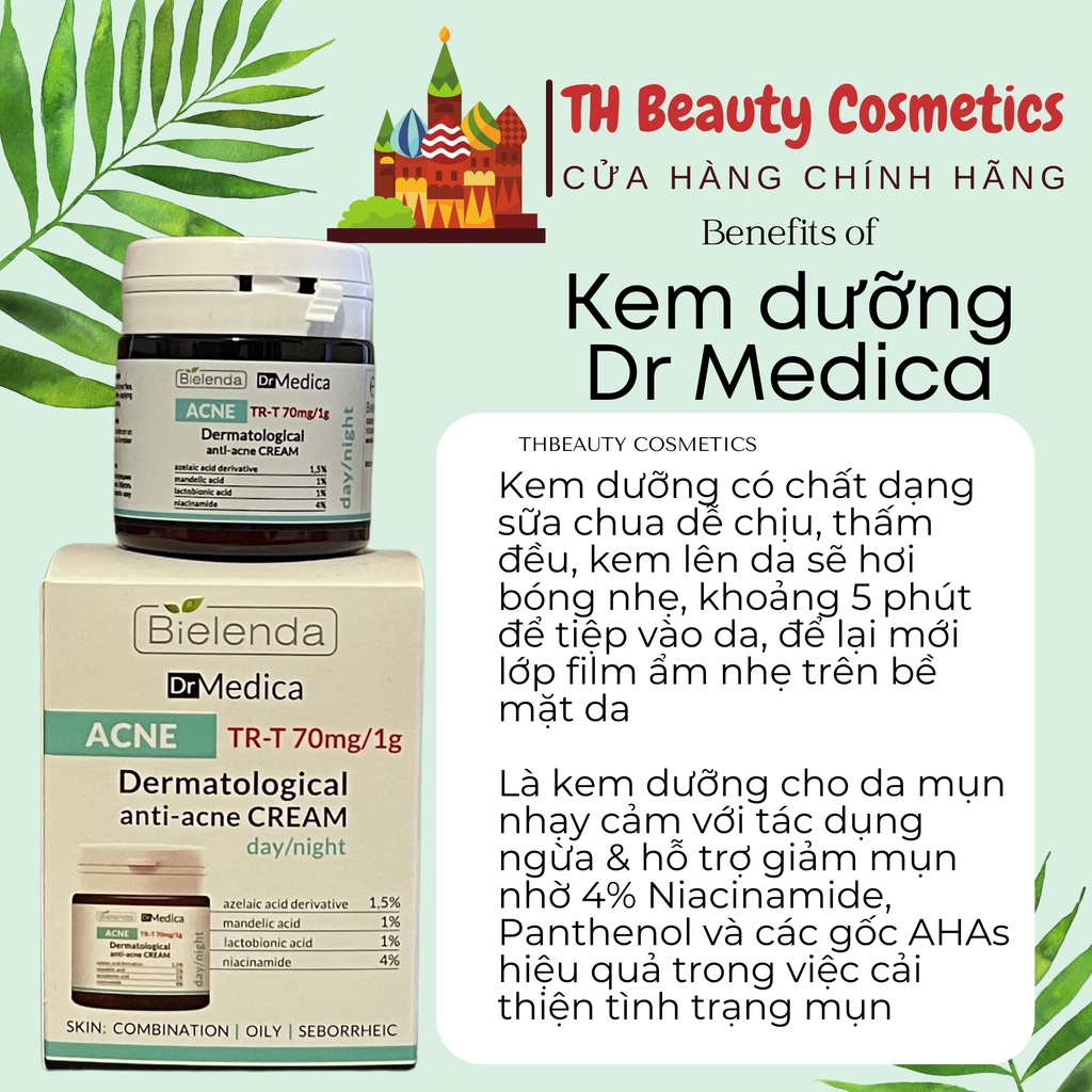 Kem dưỡng bielenda dr medica 50ml THBEAUTY kem dưỡng ẩm da mặt giảm mụn mờ thâm