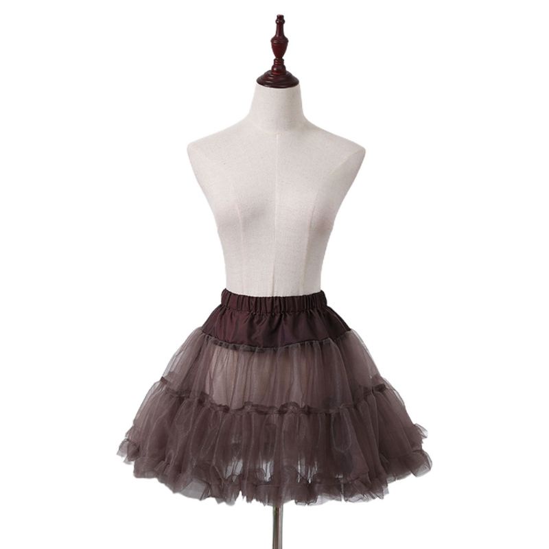 Chân Váy Xòe Tutu Vải Tuyn Lưng Thun Phối Bèo Phong Cách Lolita Cổ Điển Dành Cho Nữ