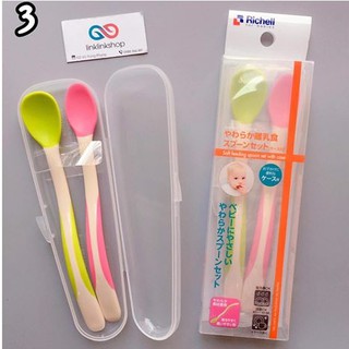 Thìa mềm 2 giai đoạn & bát nhựa richell cho bé ăn dặm