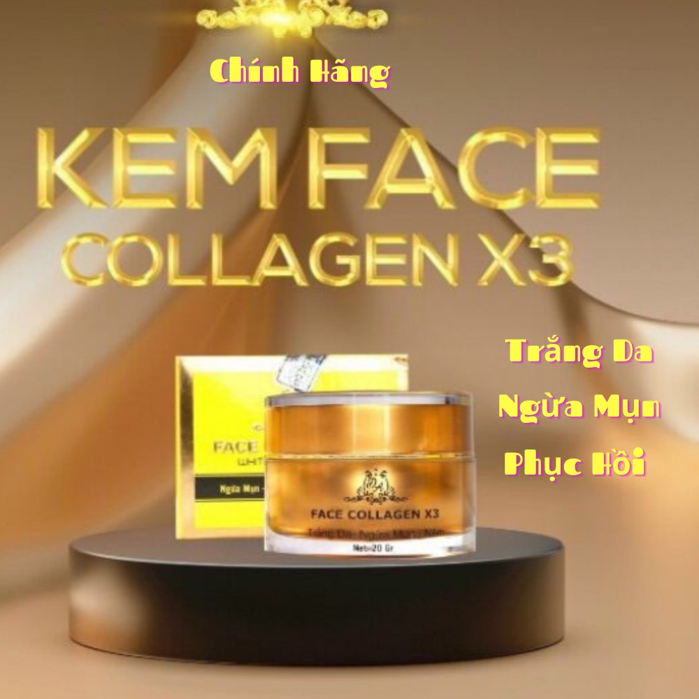 Kem face collagen x3 Chính Hãng Dưỡng Ẩm Trắng Da, Ngăn Ngừa Mụn, Phục Hồi Da Hư Tổn Trắng Hồng Tự Nhiên - HTN Mart