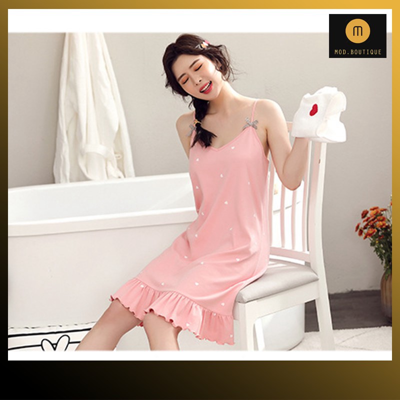 Váy Ngủ 2 Dây Váy Mặc Nhà Siêu Mát, Chất Cotton Co Giãn, Nhiều Màu V3 | BigBuy360 - bigbuy360.vn
