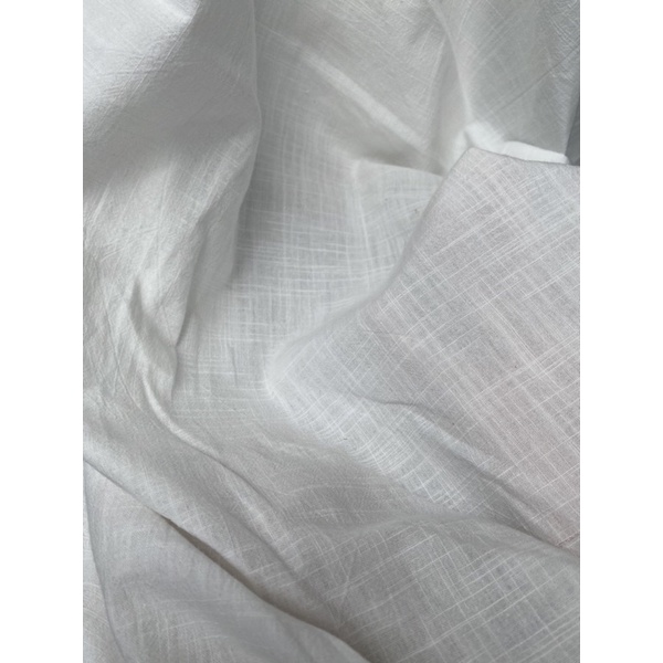 vải đũi xước mặt linen chất khô đẹp may váy áo màu trắng